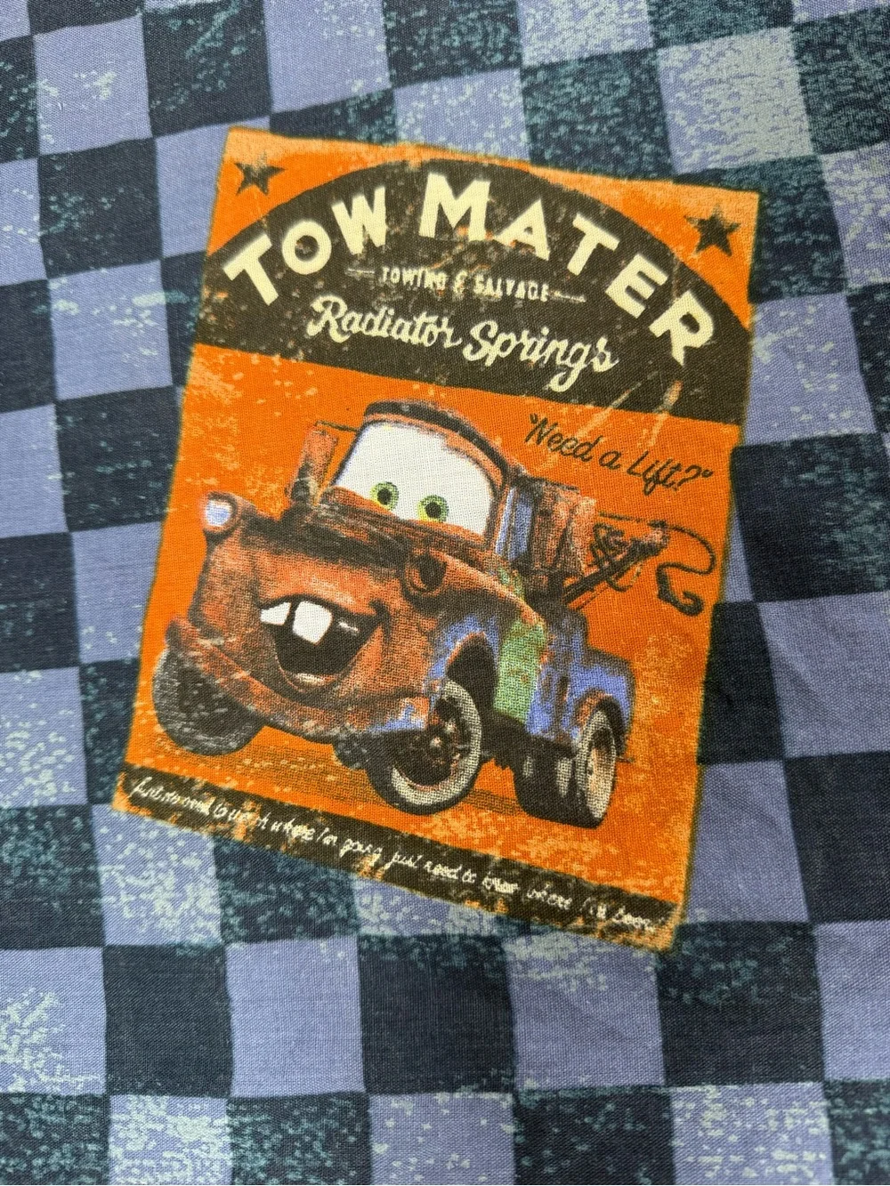 VINTAGE DISNEY PIXAR Boys Cars Lightning McQueen Tow Mater Twin Flat Sheet Check